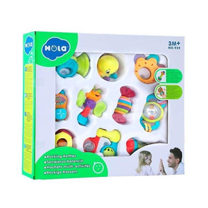 اسباب بازی نوزادی جغجغه دندانگیر رنگارنگ 10 عددی هولی تویزHola Toys مدل 939 _اسباب بازی نوزادی